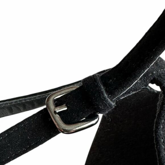 Stuart Weitzman Nearly Nude Black Suede Heels Sandals Minimalist Classic Size 11 - Picture 9 of 15